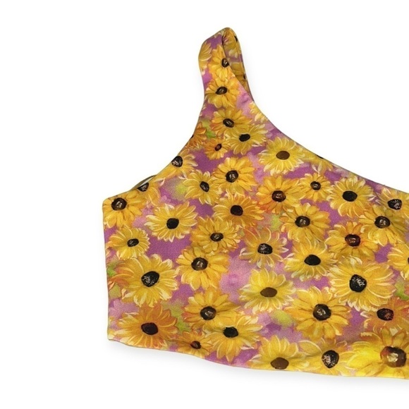 ZARA Floral Sunflower Print stretchy one shoulder crop top size Small - Picture 7 of 15